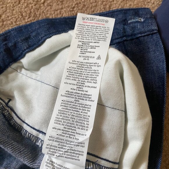 Muji Women's XS Blue Skort Mini Skirt Shorts Denim Cotton Hemp Wrap Elastic - Picture 10 of 10